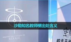 沙勒知名教师梗是什么意思