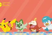 《宝可梦：朱/紫》官方壁纸 皮卡丘和新御三家